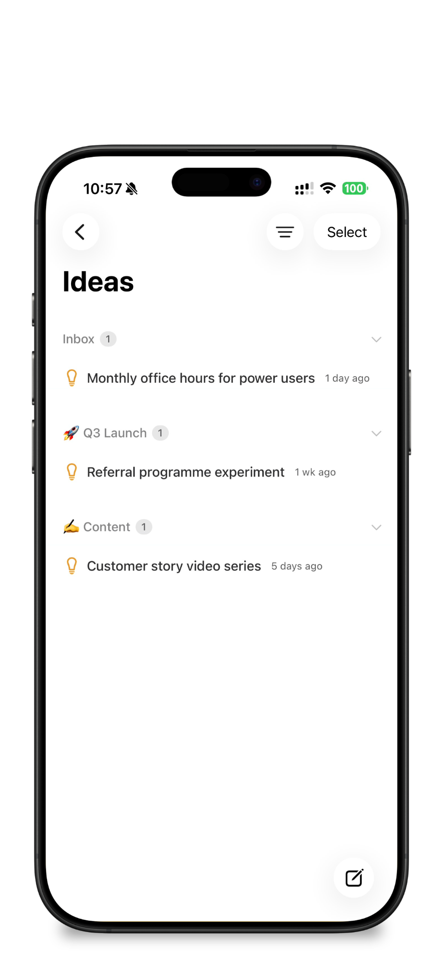 Orion Tasks ideas inbox