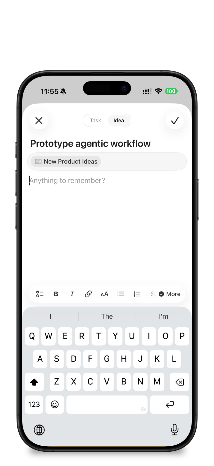 Capture an idea in Orion Tasks