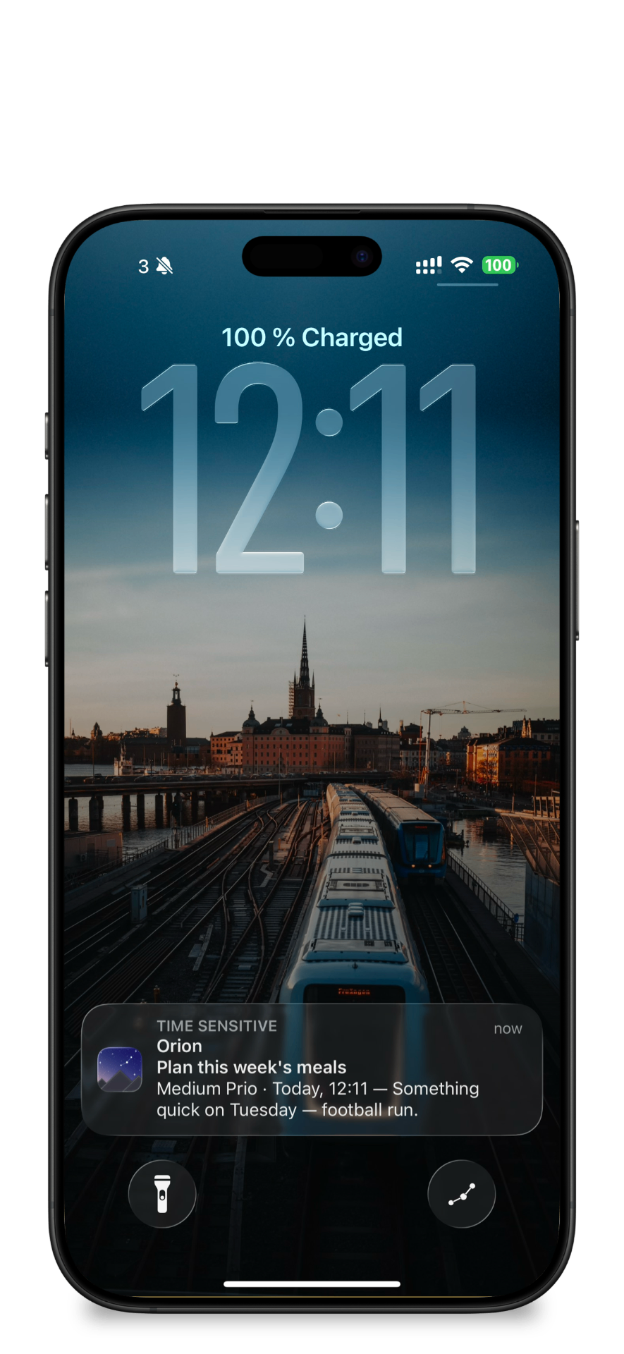 Orion notification on the lock screen